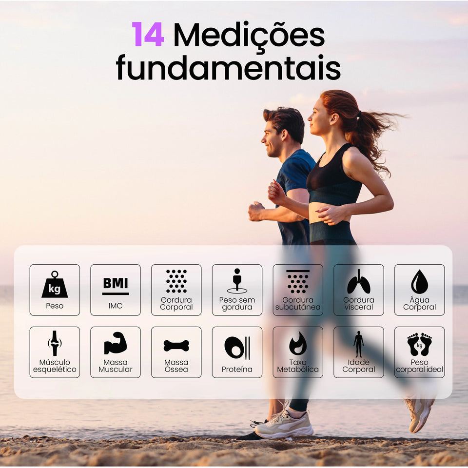 Balança de Bioimpedância Smart 180kg Bluetooth