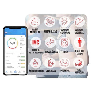Balança Corporal Bioimpedância Profissional Bluetooth - NutriPulse