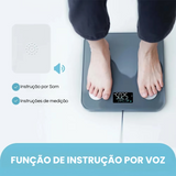 Balança Fitness Inteligente – 8 Eletrodos, Medição Precisa, Voz e Relatório para Impressão