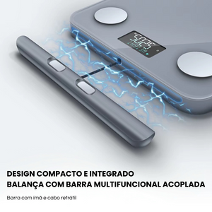 Balança Fitness Inteligente – 8 Eletrodos, Medição Precisa, Voz e Relatório para Impressão