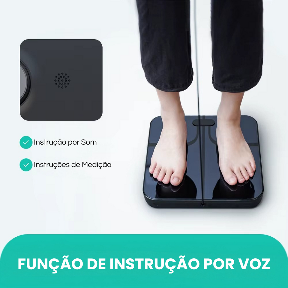 Balança Digital 8 Eletrodos com Análise Corporal e Comandos em Voz
