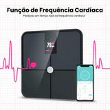 Balança Inteligente – Medição de Gordura Corporal, Peso, IMC, Massa Muscular e Frequência Cardíaca