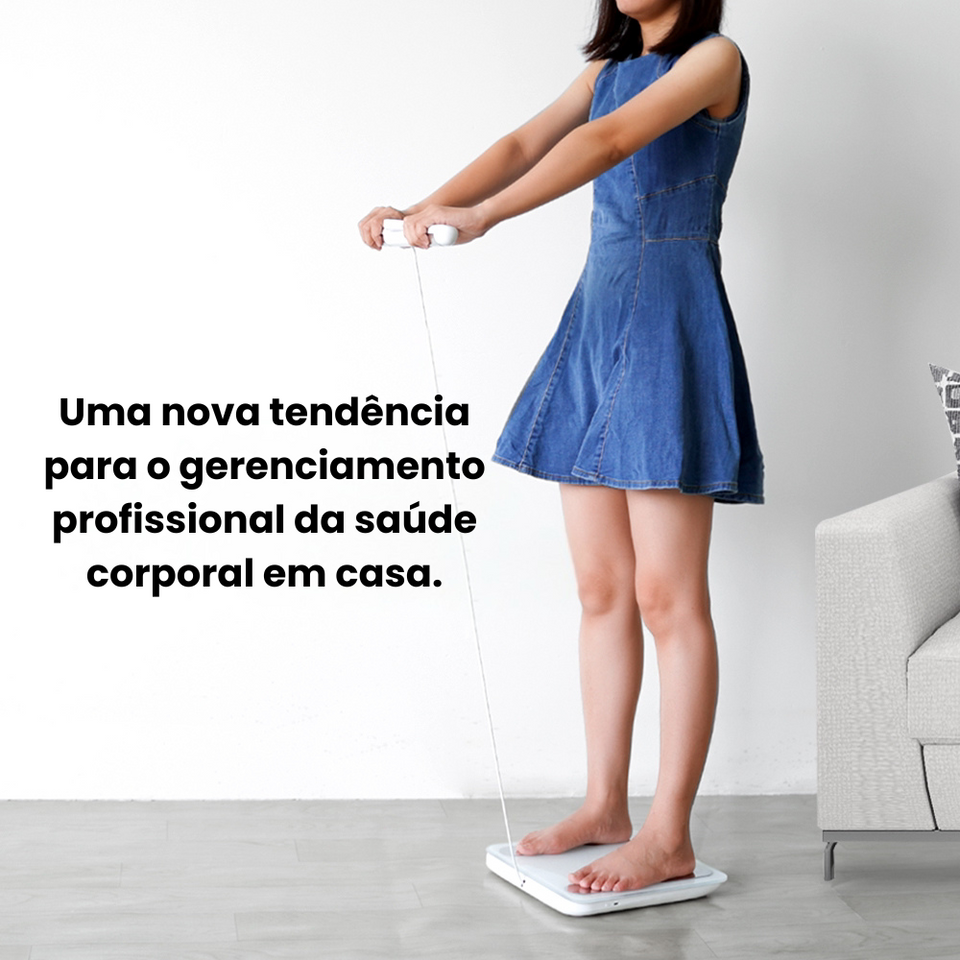 Balança Inteligente de Bioimpedância com 8 Eletrodos e Composição Corporal Completa