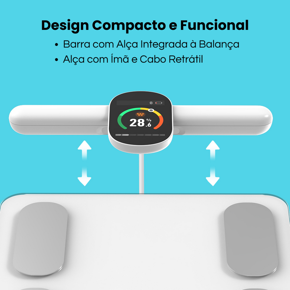 Balança Inteligente de Bioimpedância com 8 Eletrodos e Composição Corporal Completa