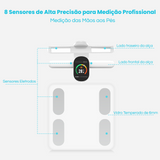 Balança Inteligente de Bioimpedância com 8 Eletrodos e Composição Corporal Completa