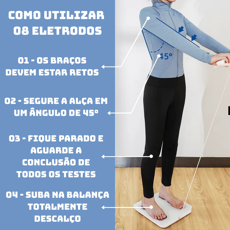 Balança Corporal com 8 Eletrodos e Tela Digital