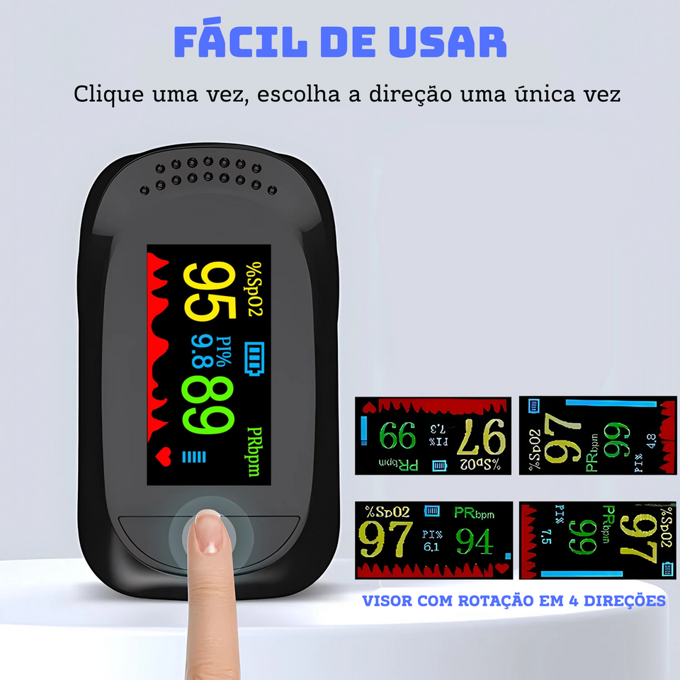Oxímetro de Pulso Digital com LED – Monitor de Saturação de Oxigênio e Frequência Cardíaca