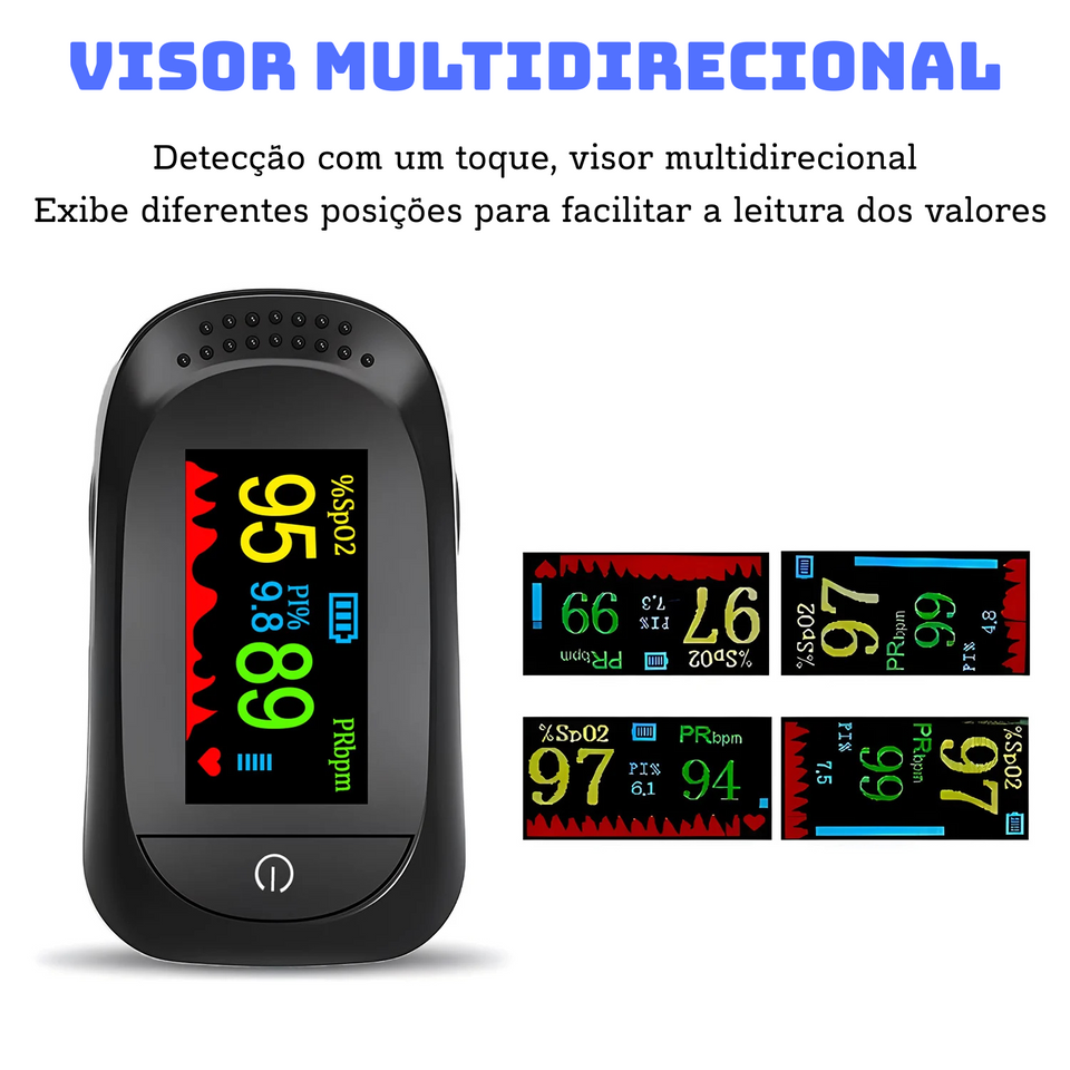 Oxímetro de Pulso Digital com LED – Monitor de Saturação de Oxigênio e Frequência Cardíaca