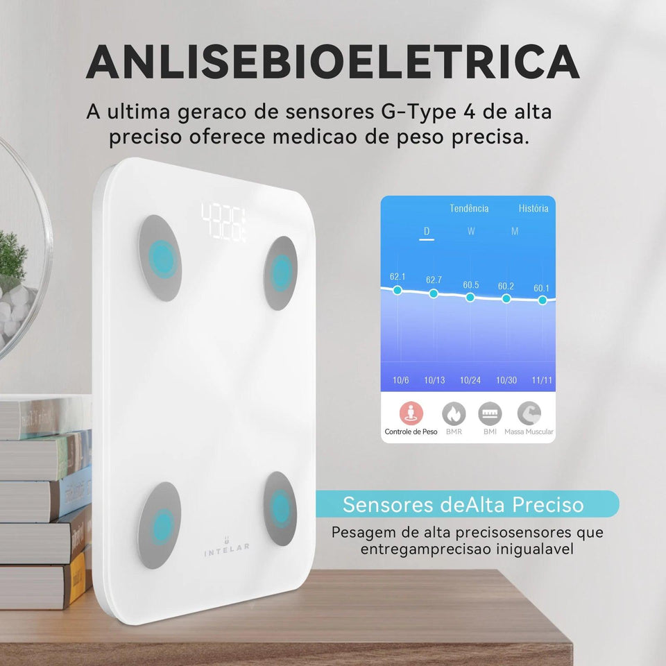 Balança Digital Inteligente com Bioimpedância - NutriPulse