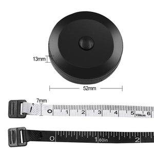 Fita Antropométrica com retração automática - 150 cm Preta - NutriPulse