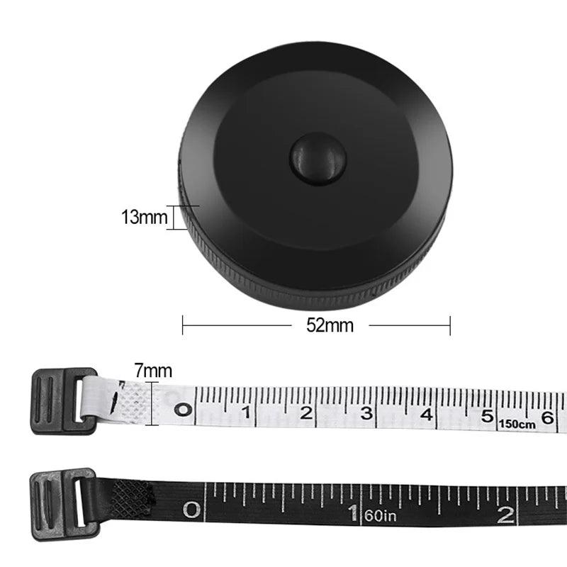 Fita Antropométrica com retração automática - 150 cm Preta - NutriPulse