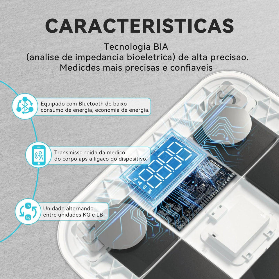 Balança Digital Inteligente com Bioimpedância - NutriPulse