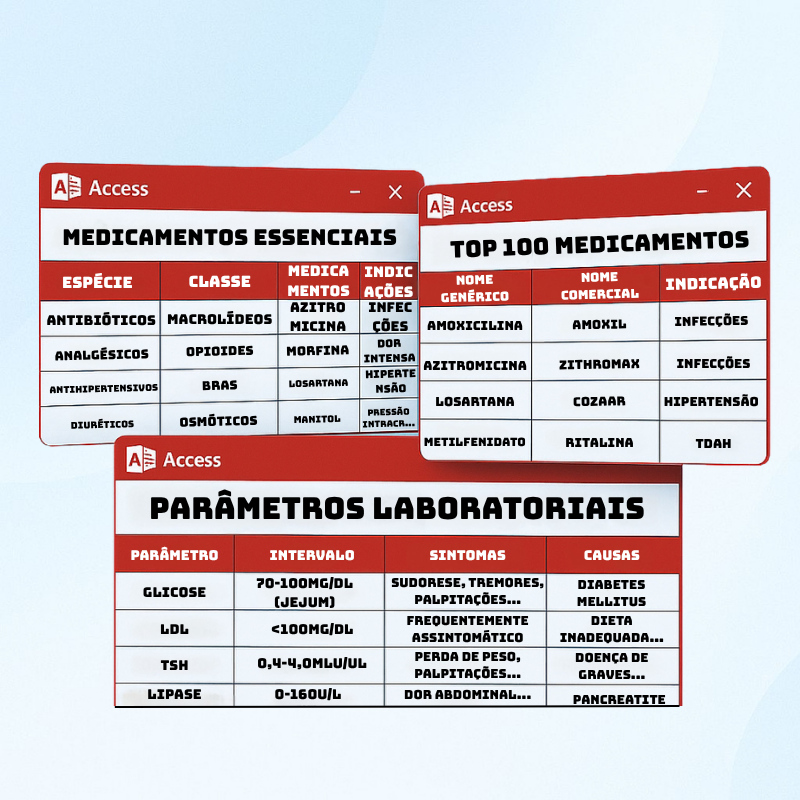 Combo 3 em 1: Exames, Medicamentos e TOP 100 Fármacos